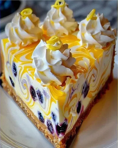 Lemon Blueberry Swirl Cheesecake Recipe – Easy & Delicious