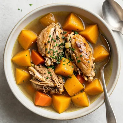 budgetfriendly slow cooker chicken and winter squash stew