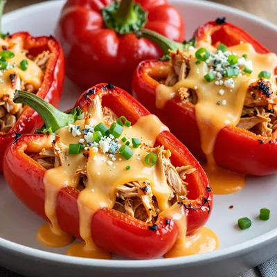 Buffalo Chicken Stuffed Peppers for Game Day Feast