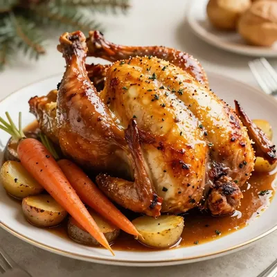 classic christmas dinner roast chicken with root vegetables