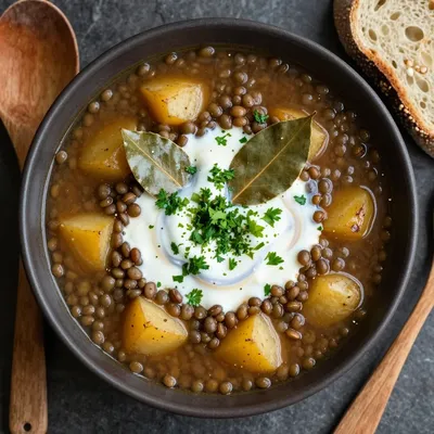 comforting one pot lentil and potato soup for family meal prep