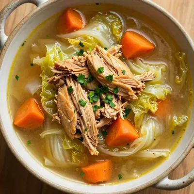 comforting slow cooker chicken and cabbage soup