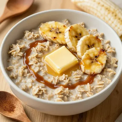 Creamy Banana Oatmeal with Brown Sugar and Butter