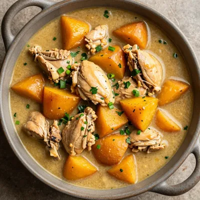 creamy garlic chicken and sweet potato stew for comforting dinners