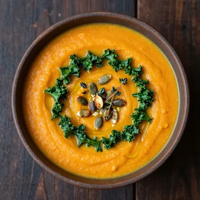 creamy sweet potato and kale soup for budget friendly winter dinners
