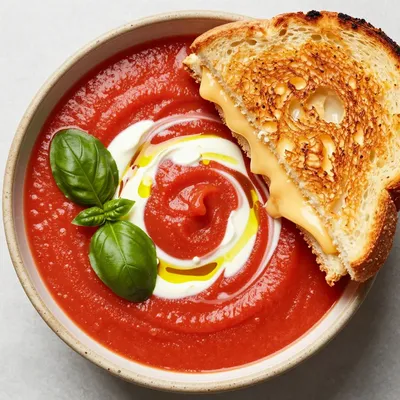Creamy Tomato Soup with Grilled Cheese for Nostalgia