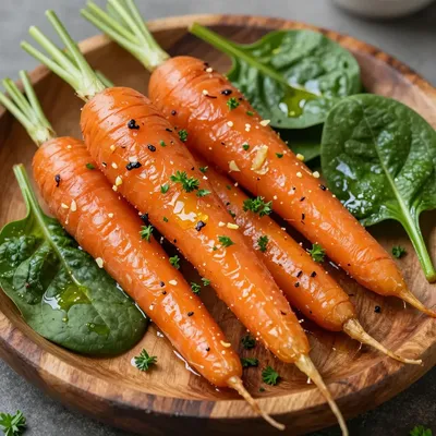 healthy detox lemon and garlic roasted carrots and spinach