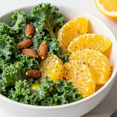 healthy detox salad with oranges kale and lemon vinaigrette for new year