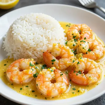 Healthy Lemon Garlic Butter Shrimp With A Side Of Rice