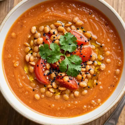 Hearty Red Lentil and Tomato Soup for Brightness