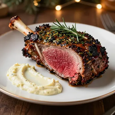 herb crusted prime rib with horseradish sauce for christmas dinner