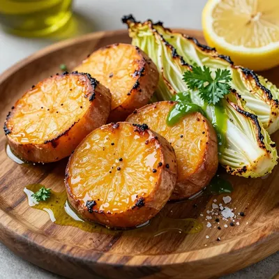 lemon garlic roasted cabbage and sweet potatoes for detox meals