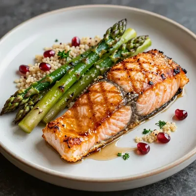 New Year's Grilled Salmon with Asparagus and Quinoa
