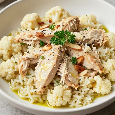 One Pot Creamy Chicken and Cauliflower Rice for Keto