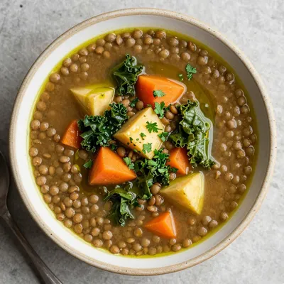 onepot lentil and winter vegetable soup for family dinner