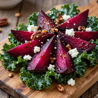 roasted beet and kale salad with citrus vinaigrette for winter meals
