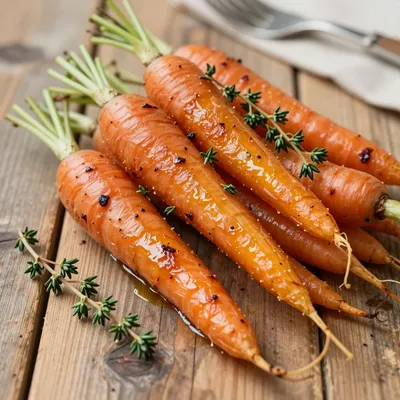 roasted carrots and parsnips with fresh thyme for warm family meals