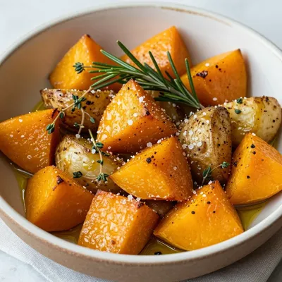 roasted winter squash and potato medley with rosemary and thyme