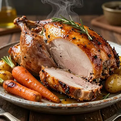 savory herb roasted turkey breast with root vegetables for january suppers