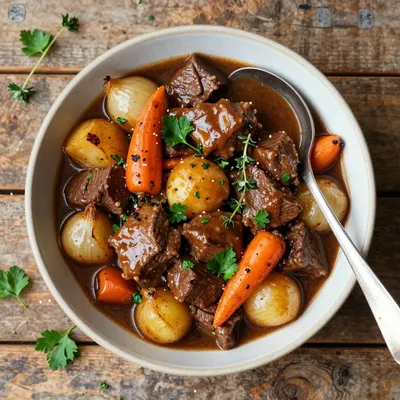 slow cooker beef and carrot stew with fresh herbs for family meals