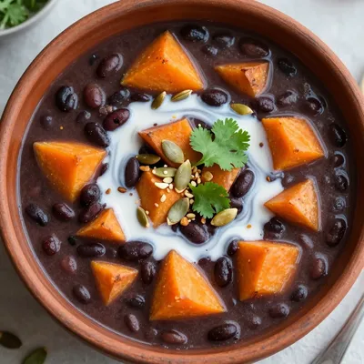 Slow Cooker Black Bean and Sweet Potato Soup for Vegan