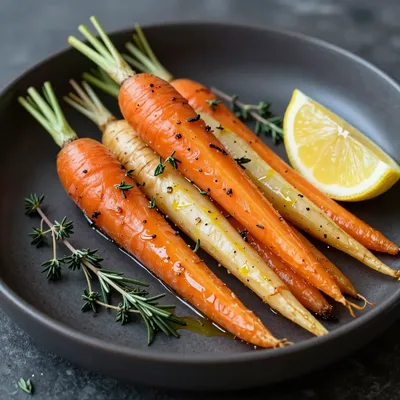 warm lemon and herb roasted carrot and parsnip medley for january