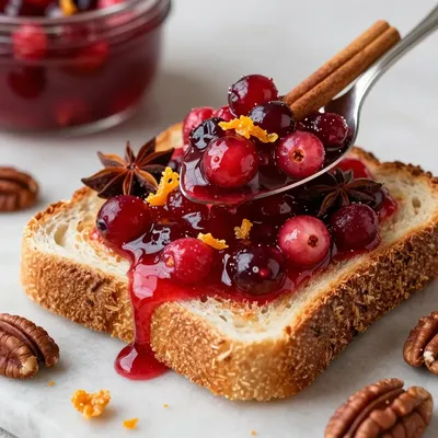 warm spiced cranberry compote for holiday breakfast toasts