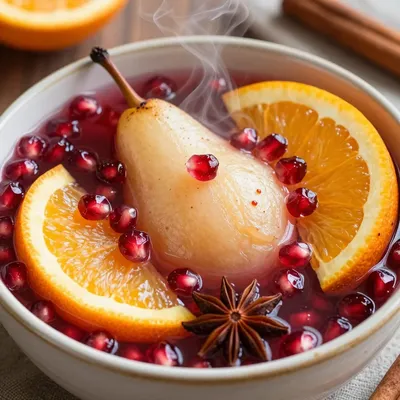 warm winter fruit compote with pomegranate and spiced citrus