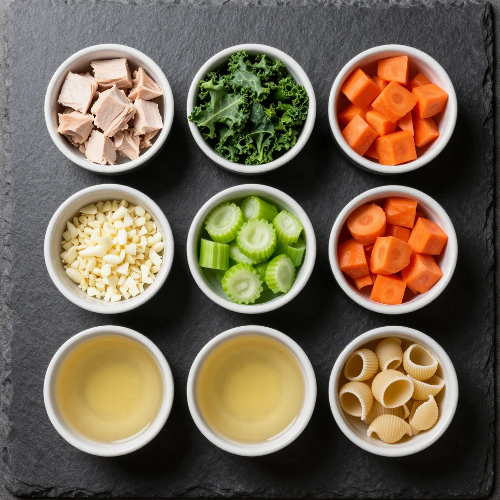 Ingredients for familyapproved slow cooker chicken and kale soup for chilly days
