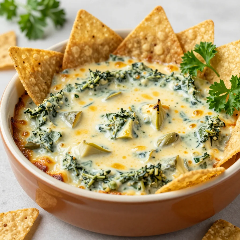 classic cheesy spinach artichoke dip for holiday party pleasures