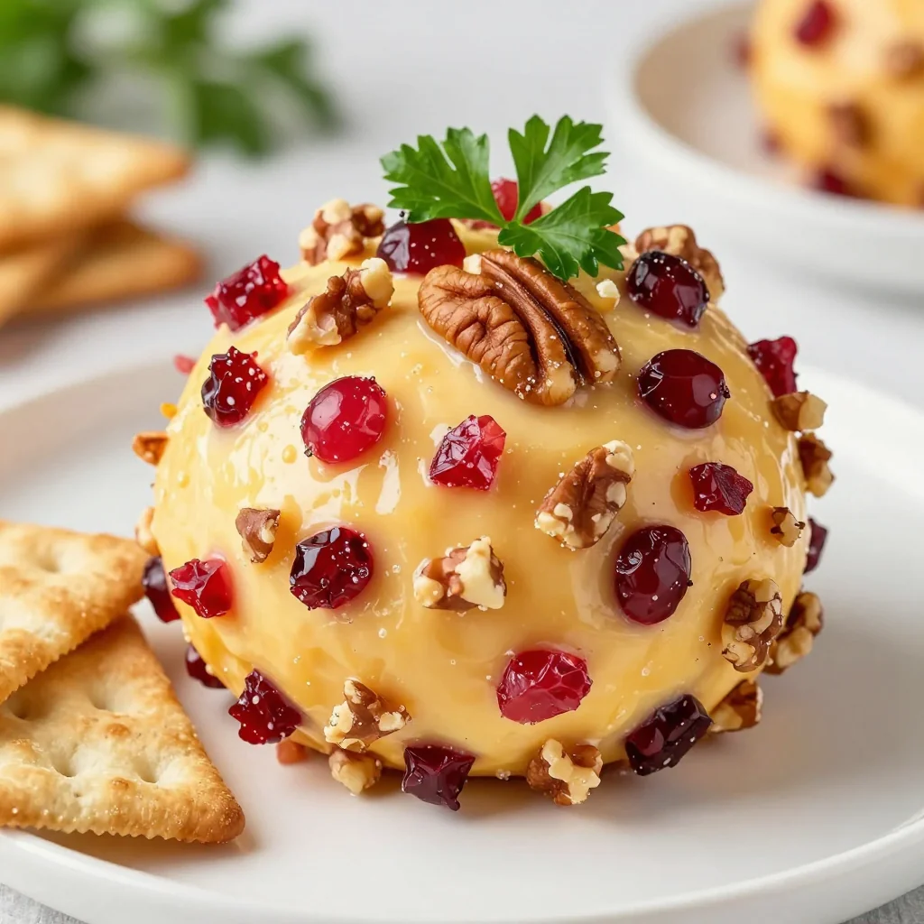 classic holiday cheese ball with cranberries and pecans for party snacks