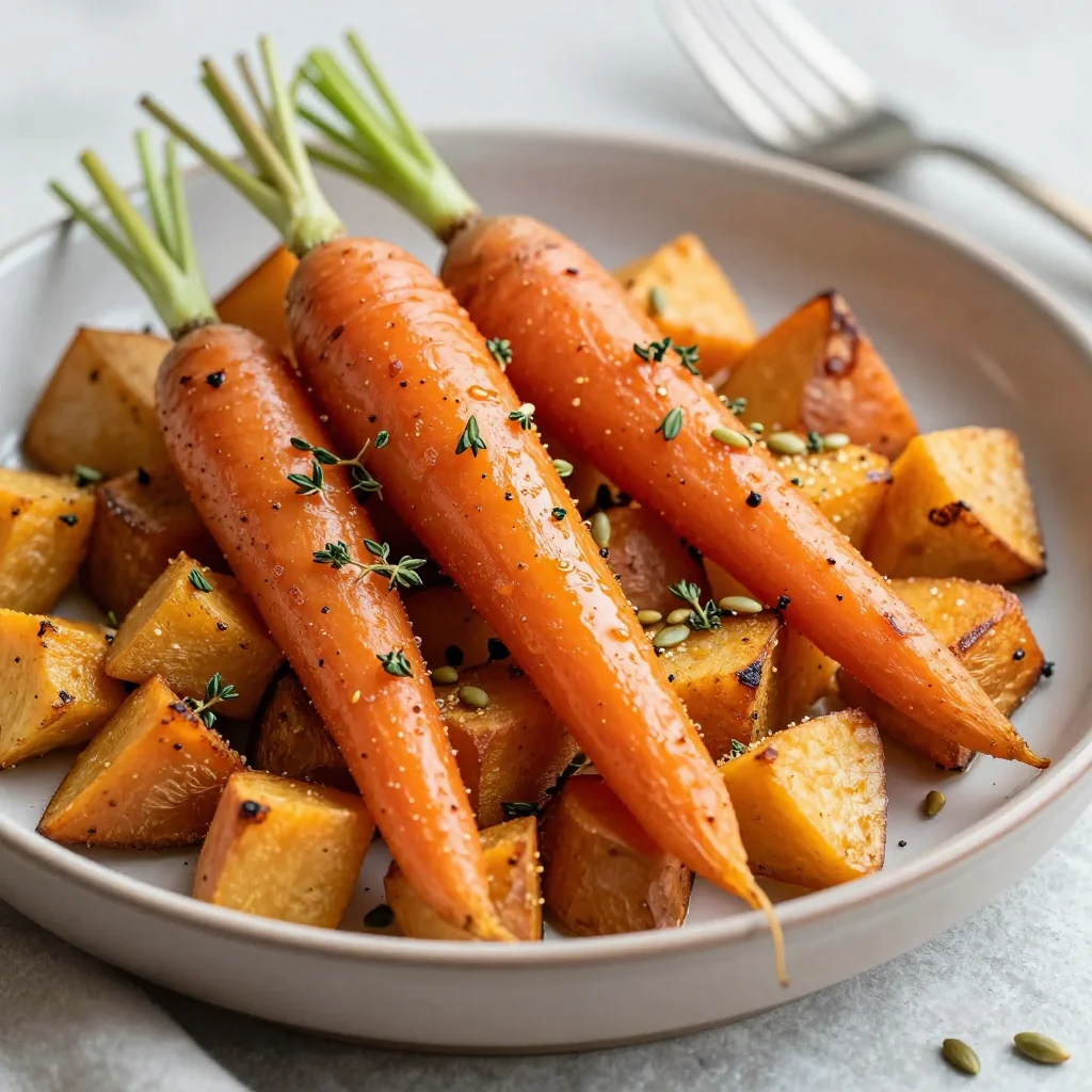 comforting lemon roasted carrots and sweet potato hash for winter