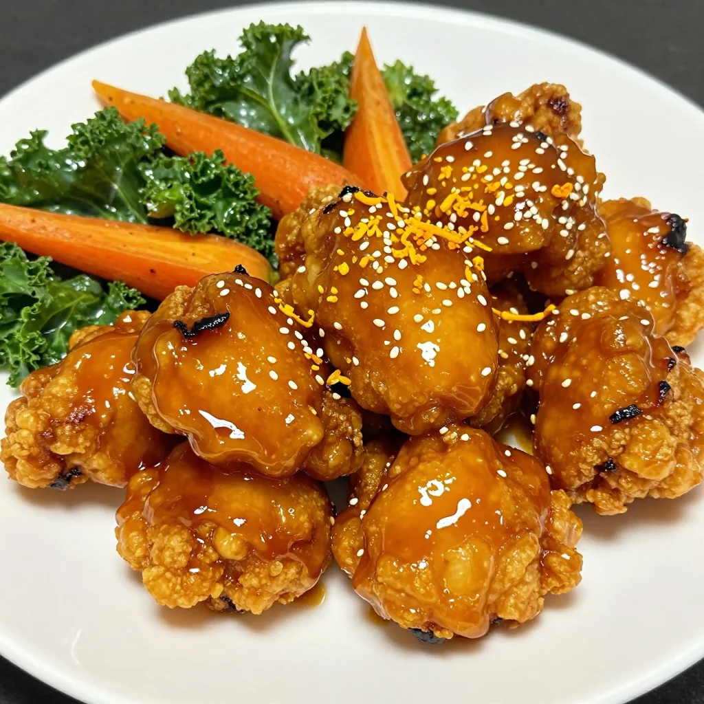 comforting spiced orange chicken with kale and root vegetables