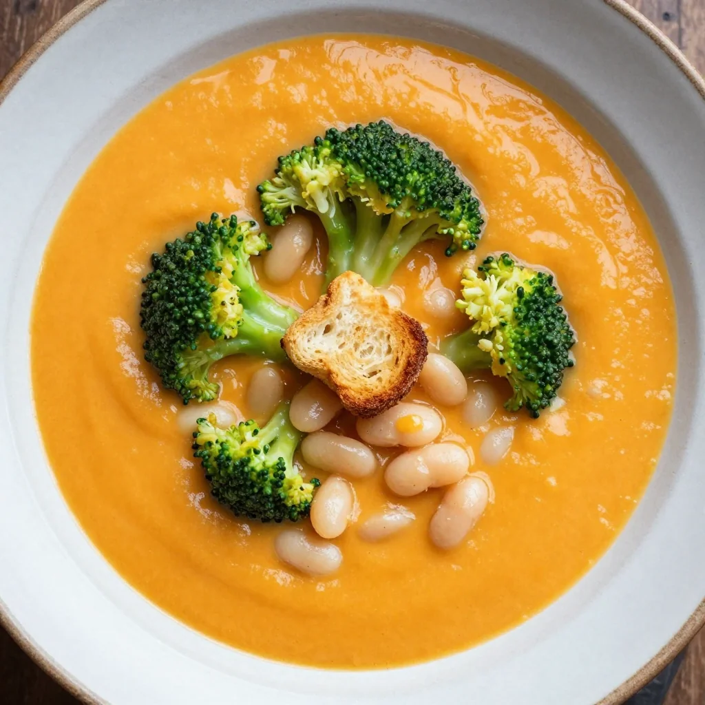 Creamy Broccoli Cheddar Soup with Hidden Protein Boost