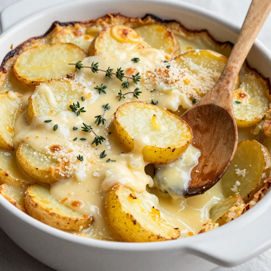creamy garlic and roasted potato gratin for hearty winter family meals