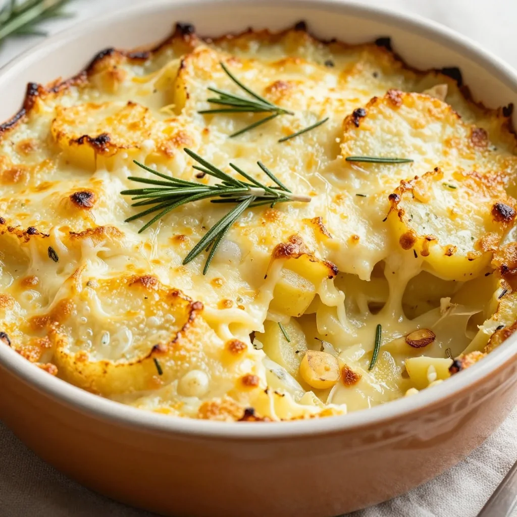 creamy garlic and rosemary potato gratin for rich family suppers
