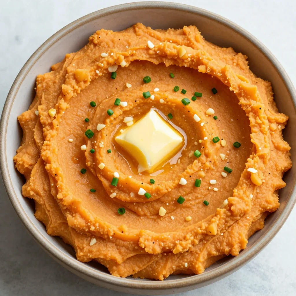 creamy garlic mashed sweet potatoes for comforting family dinners