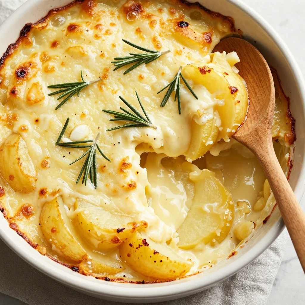 creamy garlic potato gratin with rosemary for cozy family suppers