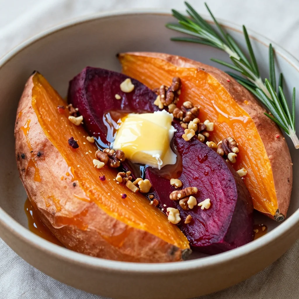creamy mashed sweet potatoes and beets for cozy winter breakfasts