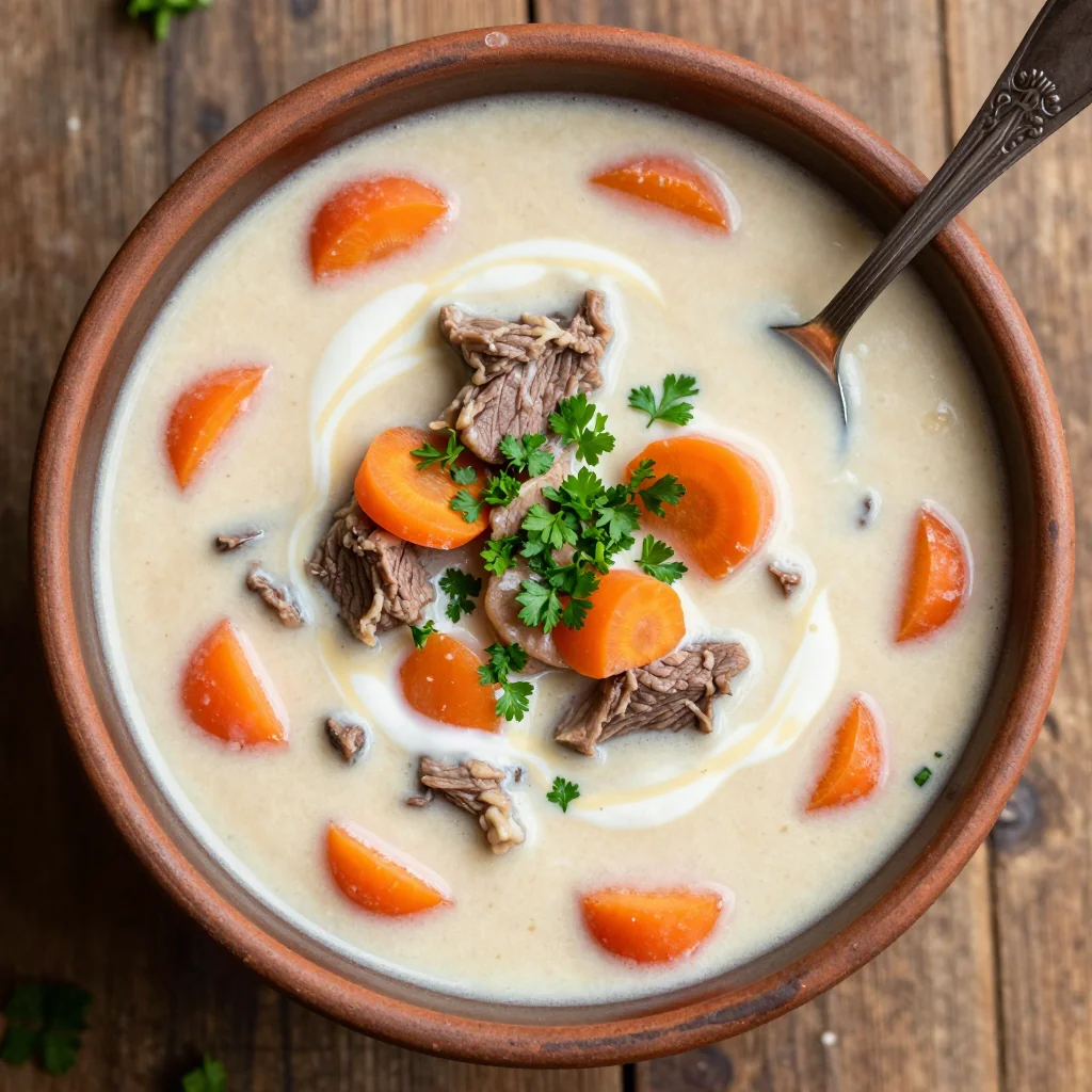 creamy slow cooker beef and carrot soup for family comfort food