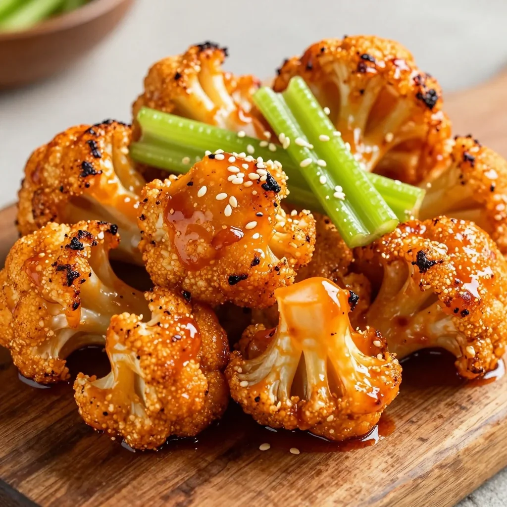 Crispy Baked Cauliflower Popcorn with Buffalo Sauce