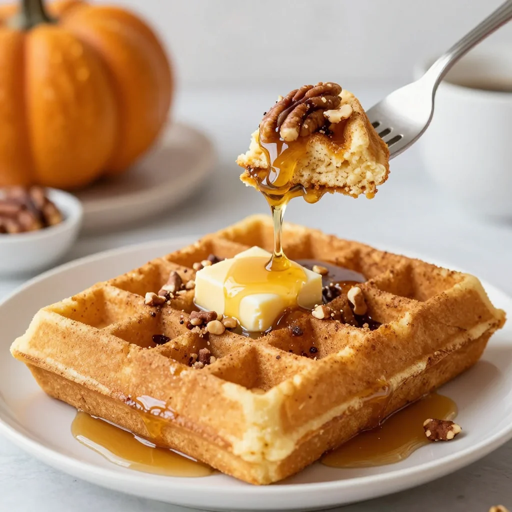 Fluffy Pumpkin Spice Waffles for January Weekend Mornings