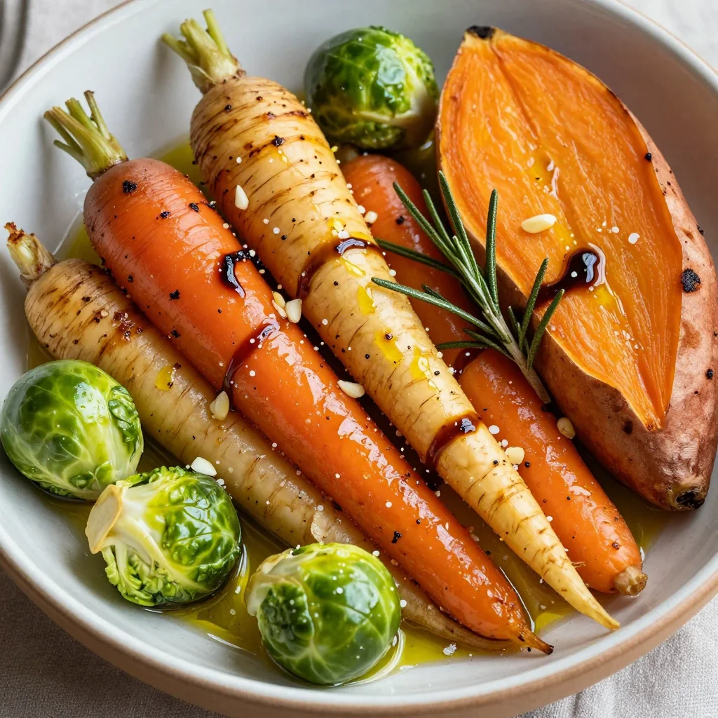 garlic and rosemary roasted winter vegetable medley for meal prep
