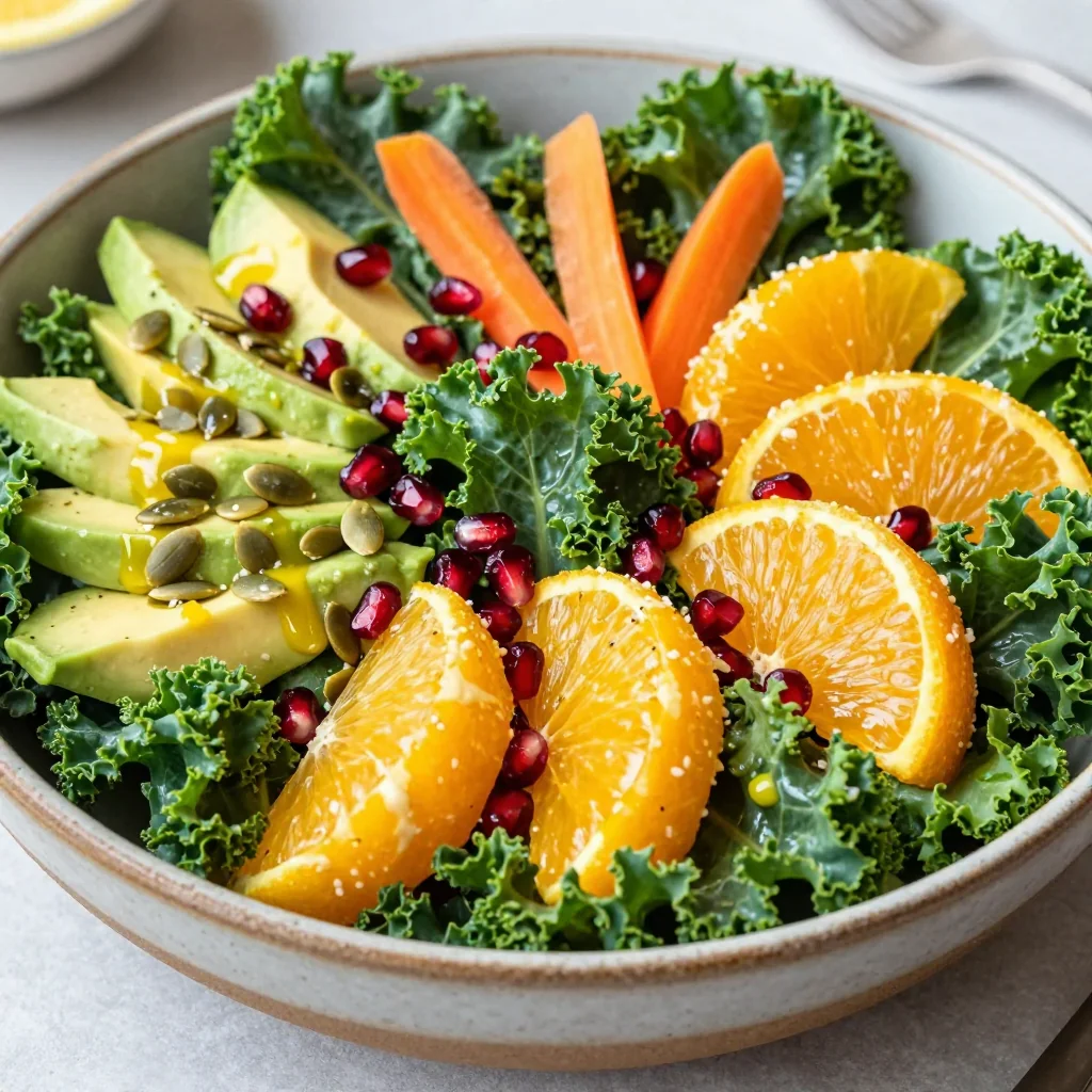 healthy detox salad with oranges kale and lemon vinaigrette for new year