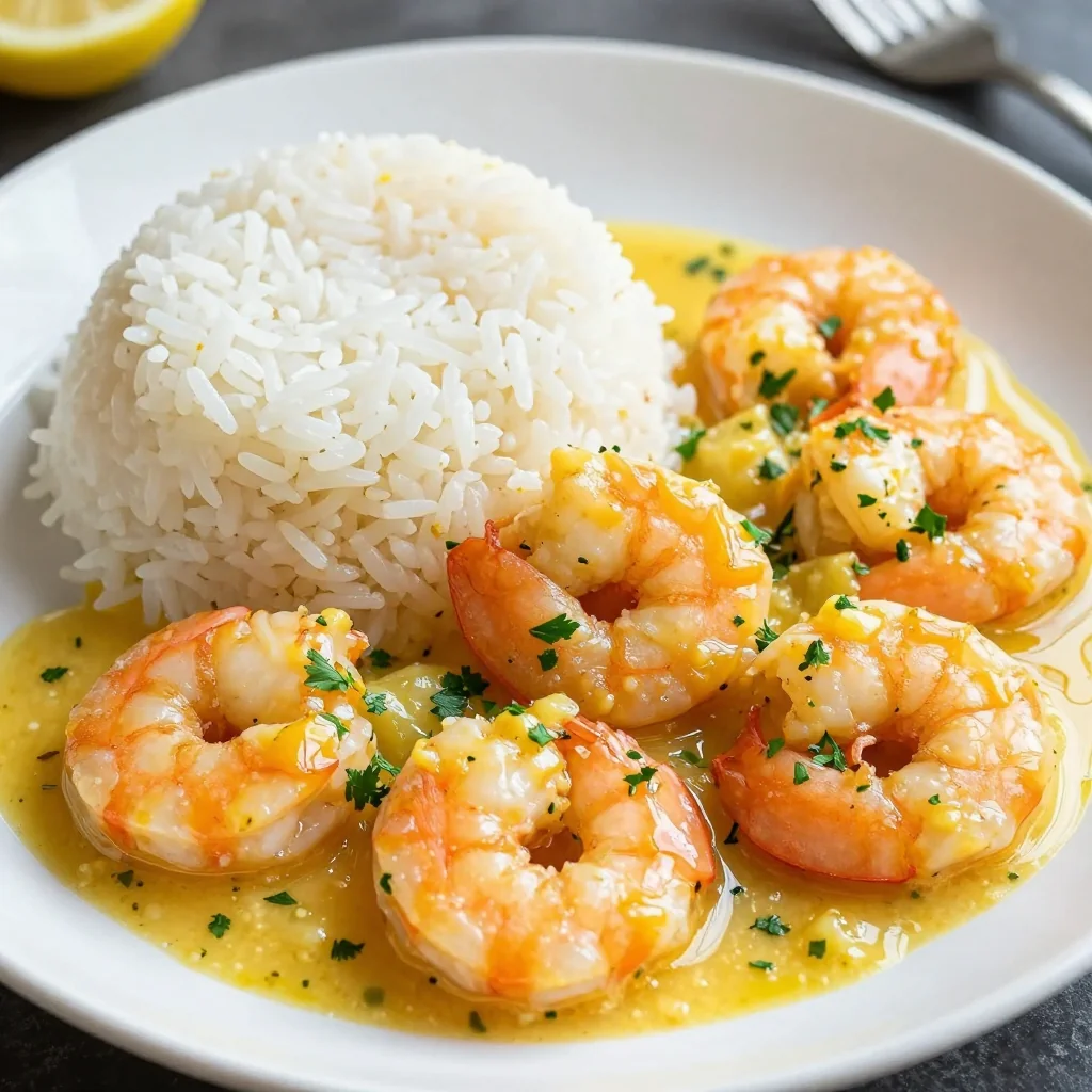 Healthy Lemon Garlic Butter Shrimp With A Side Of Rice