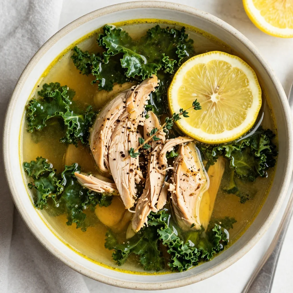 healthy lemon kale chicken soup for cozy winter family dinners