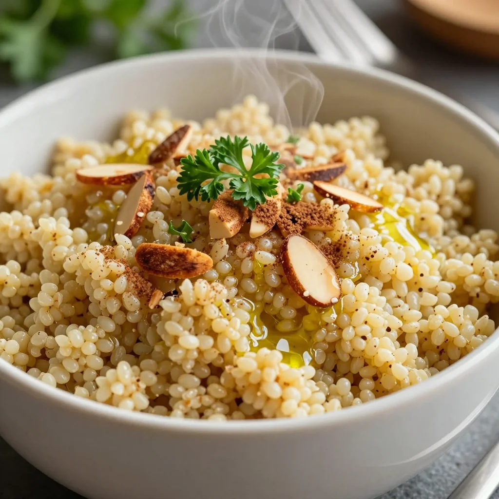 Healthy Warm Quinoa with Almonds and Cinnamon