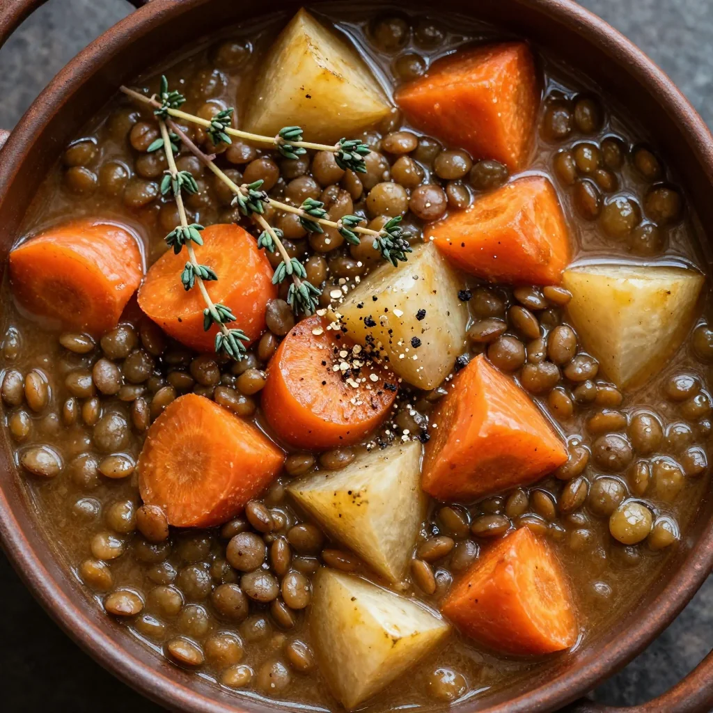 hearty onepot lentil and root vegetable stew for family comfort