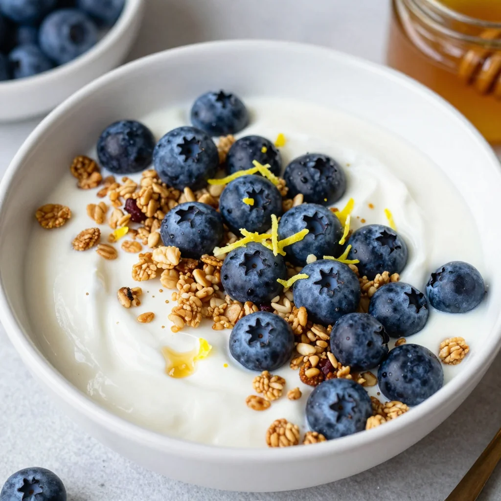 New Year's Day Blueberry Lemon Yogurt Bowl with Granola
