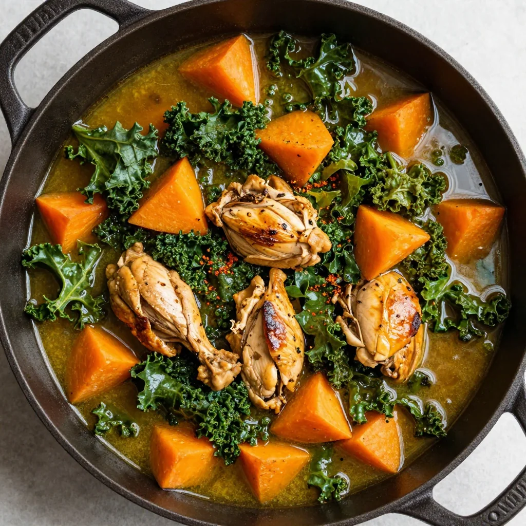 onepot chicken kale and sweet potato stew for warm winter dinners